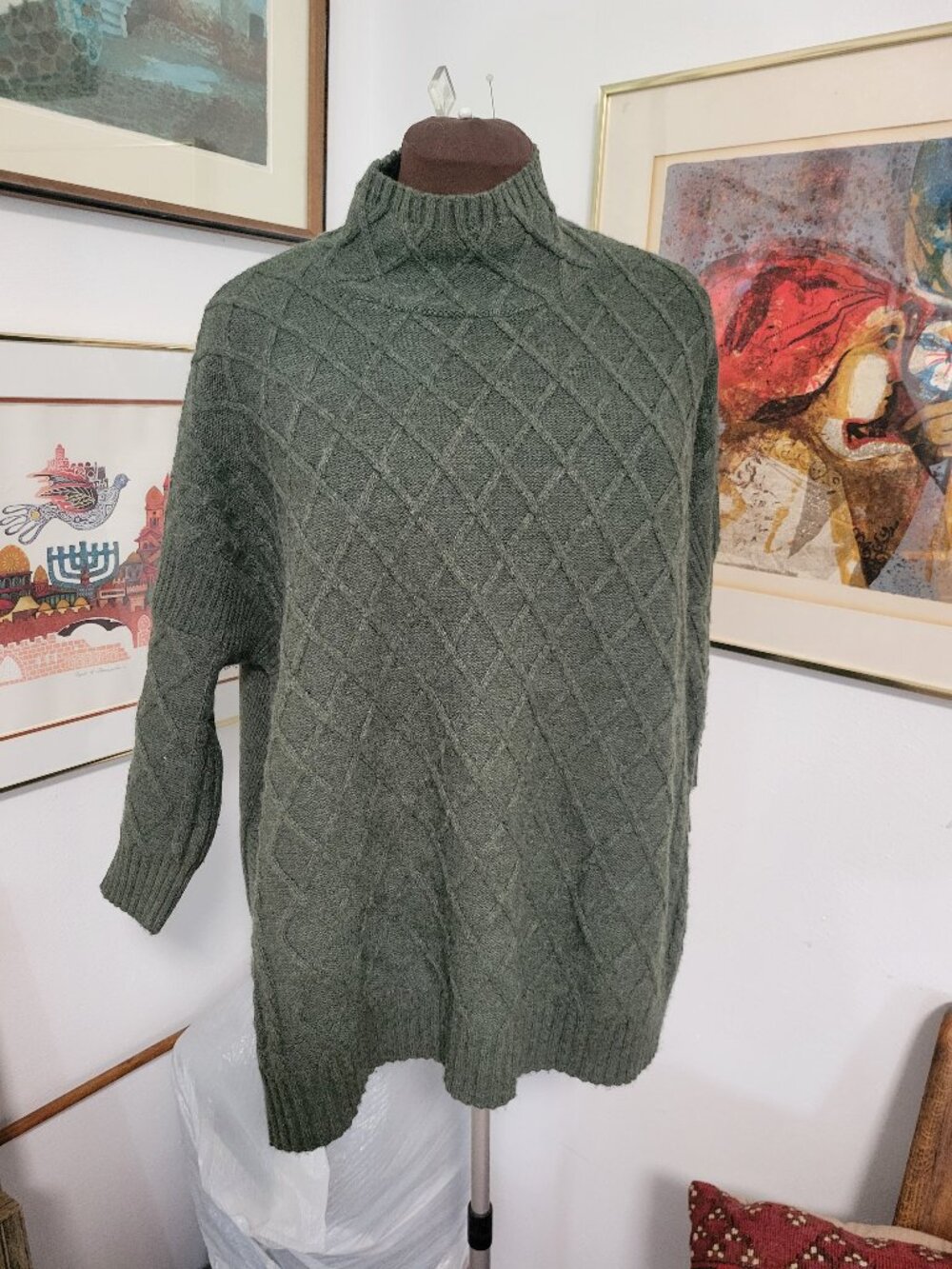 Mersea One Size Knit Sweater in Moss Green
